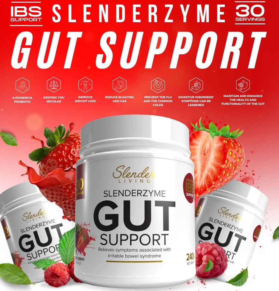 Enhance your gut health and find relief from digestive discomfort with Slenderzyme, an all-natural gut support powder. Formulated with key ingredients such as L-Glutamine, Fibersol®-2, Inulin, Black Cumin Seed Extract, Magnesium Glycinate, LactoSpore®, and DigeZyme®, this potent blend targets the causes of IBS, promotes beneficial gut bacteria, and facilitates nutrient absorption. Discover the convenience of this gluten-free, dairy-free, and non-GMO powder for a harmonious gut and overall well-being.
